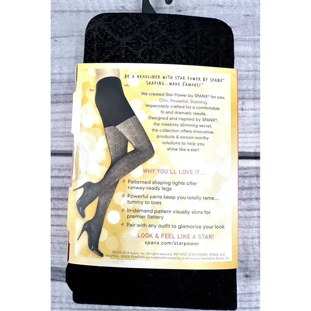 SPANX STAR POWER NOUVEAU SHAPING TIGHTS  Size D   BACKDROP‎ BLACK